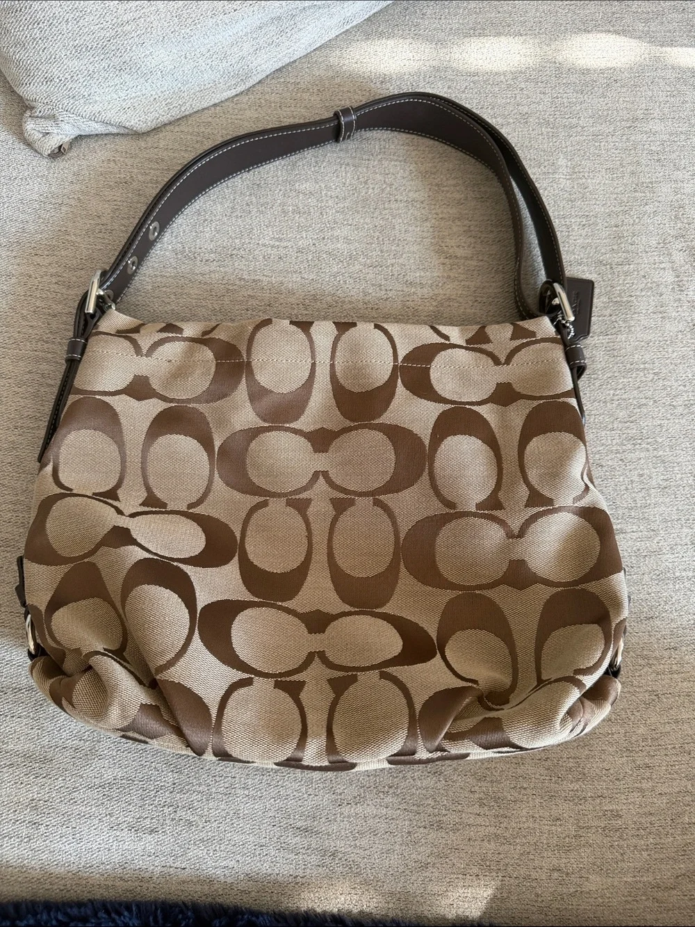 Coach Brown Signature Canvas Shoulder Bag